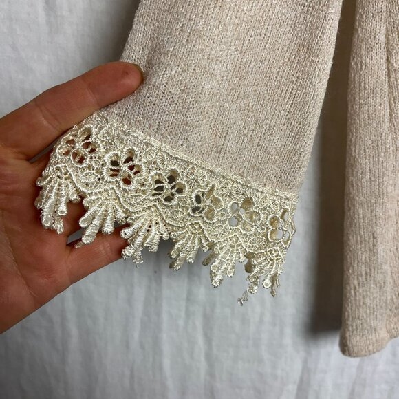 Poetry Lace Trim Back Wrap Blouse Womens S Open Back Cottage Coquette Romantic - Picture 2 of 13